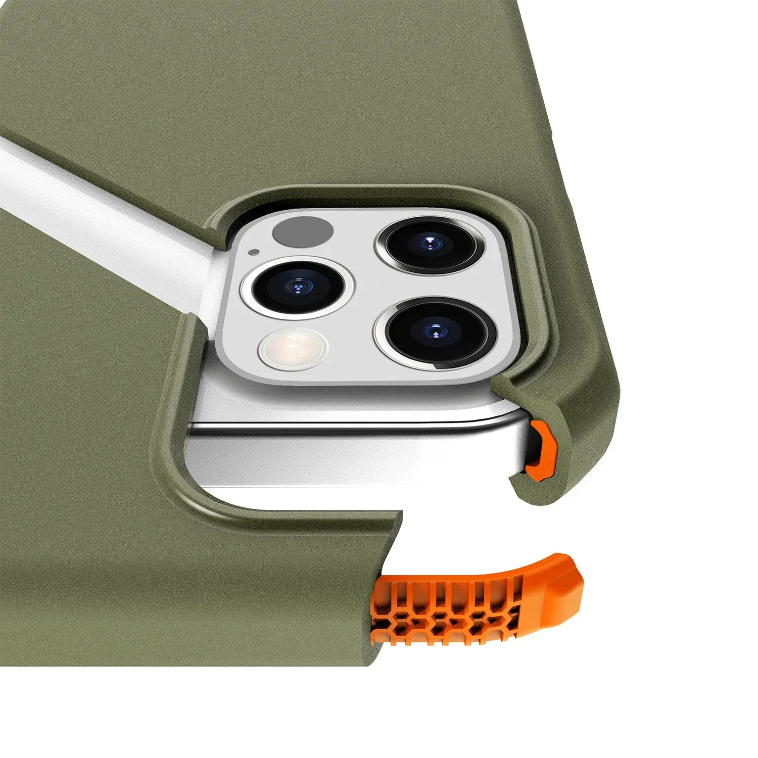 Itskins Supreme Solid iPhone 12 Pro Max Cover - Kaki And Orange - Tashqila Itskins Supreme Solid iPhone 12 Pro Max Cover - Kaki And Orange - Tashqila